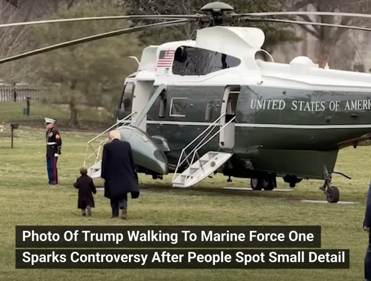 President Trump Faces Backlash Over Small Detail In Photos Of Him Walking To Marine Force One