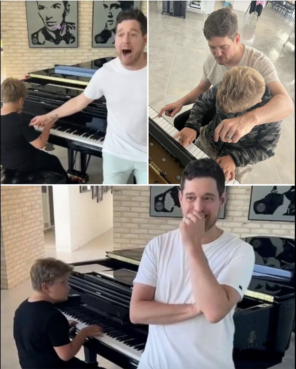 Michael Bublé gets choked up as son accompanies him on piano