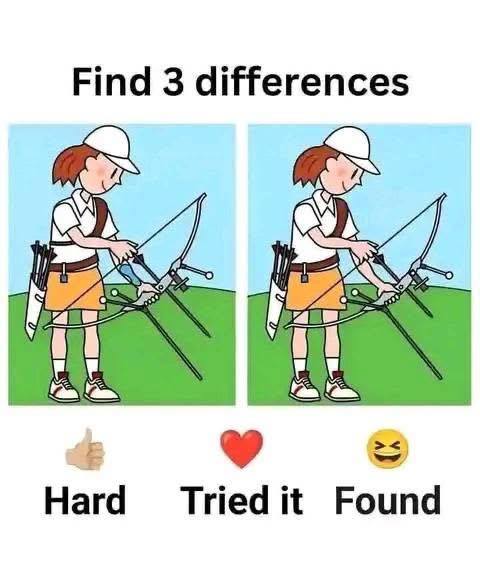 Spot 3 differences between the lady archer pictures in 15 seconds!