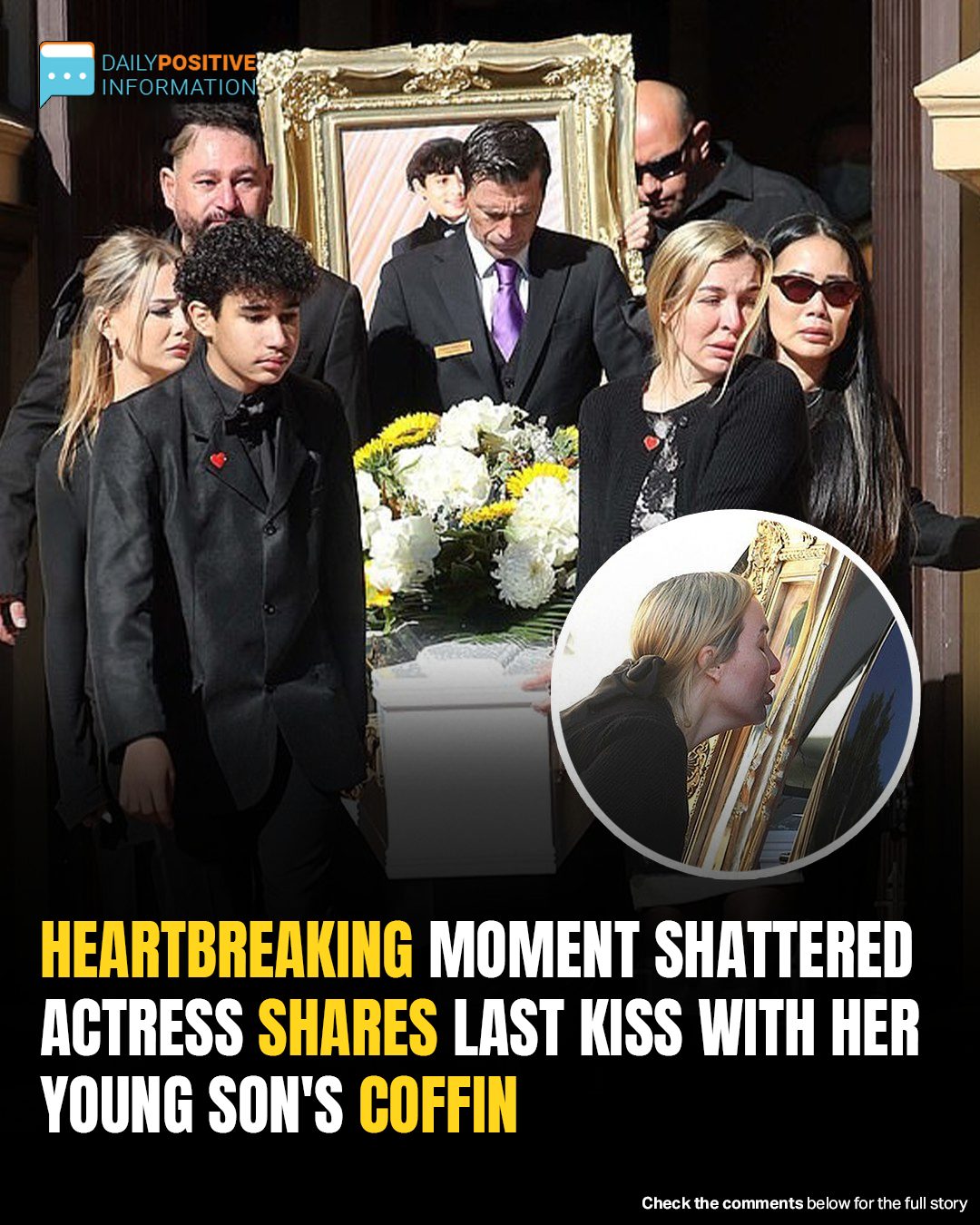 Actress Clare McCann Shares Heartbreaking Farewell Kiss With Son’s Coffin Amid Bullying Tragedy