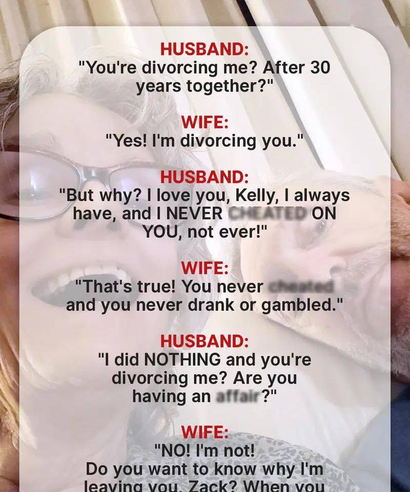 Woman Asks Husband of 30 Years for Divorce Even Though He’d Done Nothing