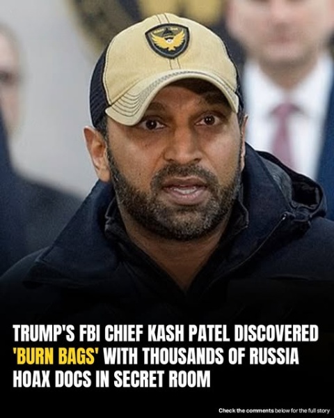 FBI Chief Patel Discovers Hidden Room Containing Burn Bags Full of Trump–Russia Documents