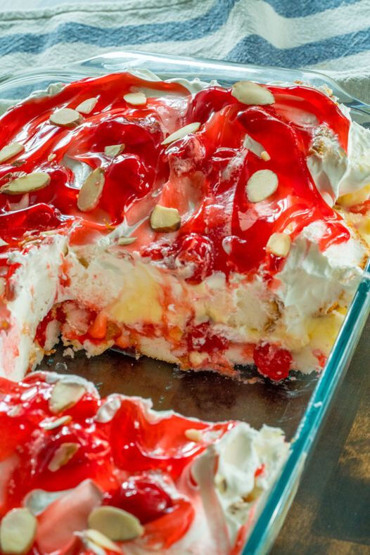 Heaven on Earth Cake, also known as Cherry Angel Trifle