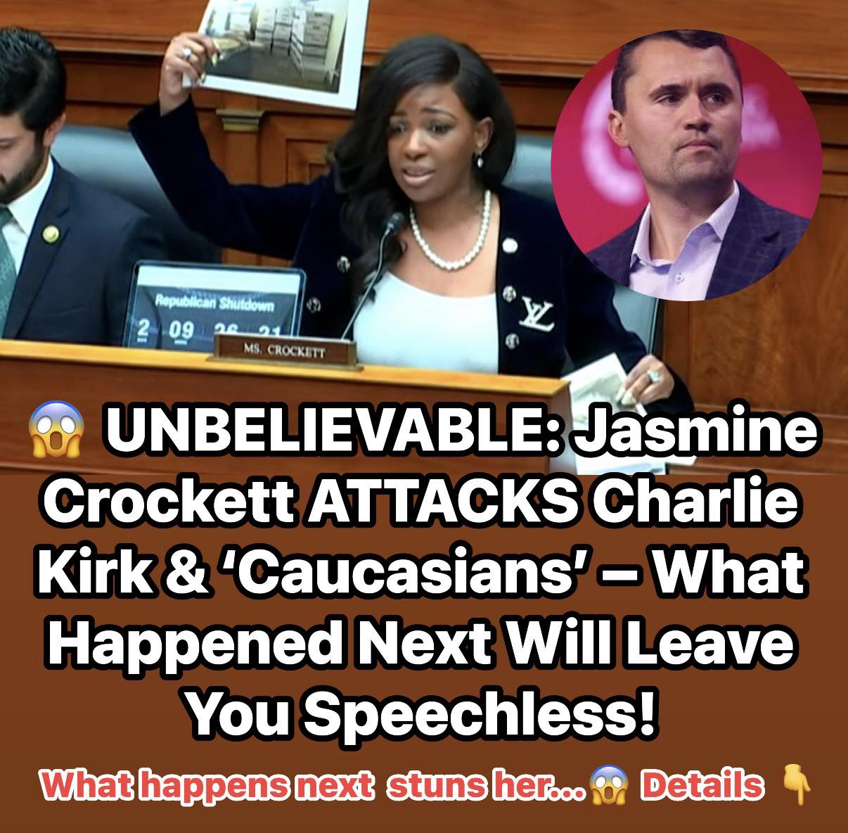 Jasmine Crockett Sparks Uproar With False Claim About Charlie Kirk — On the Day of His Memorial
