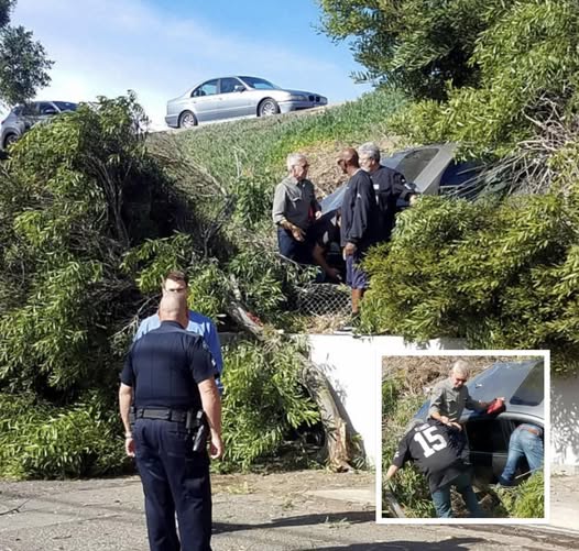 Hollywood Legend in Gray Shirt Seen Rushing to Aid Woman After Car Crash