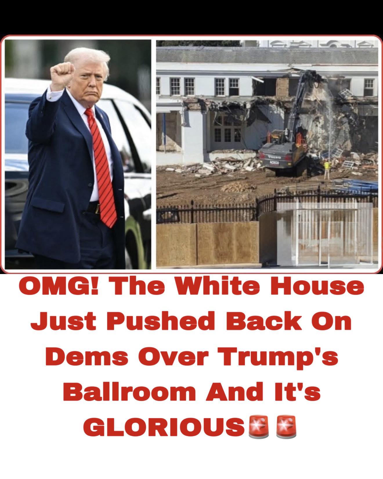 White House Pushes Back on Democratic Criticism Over Trump’s Ballroom Renovation