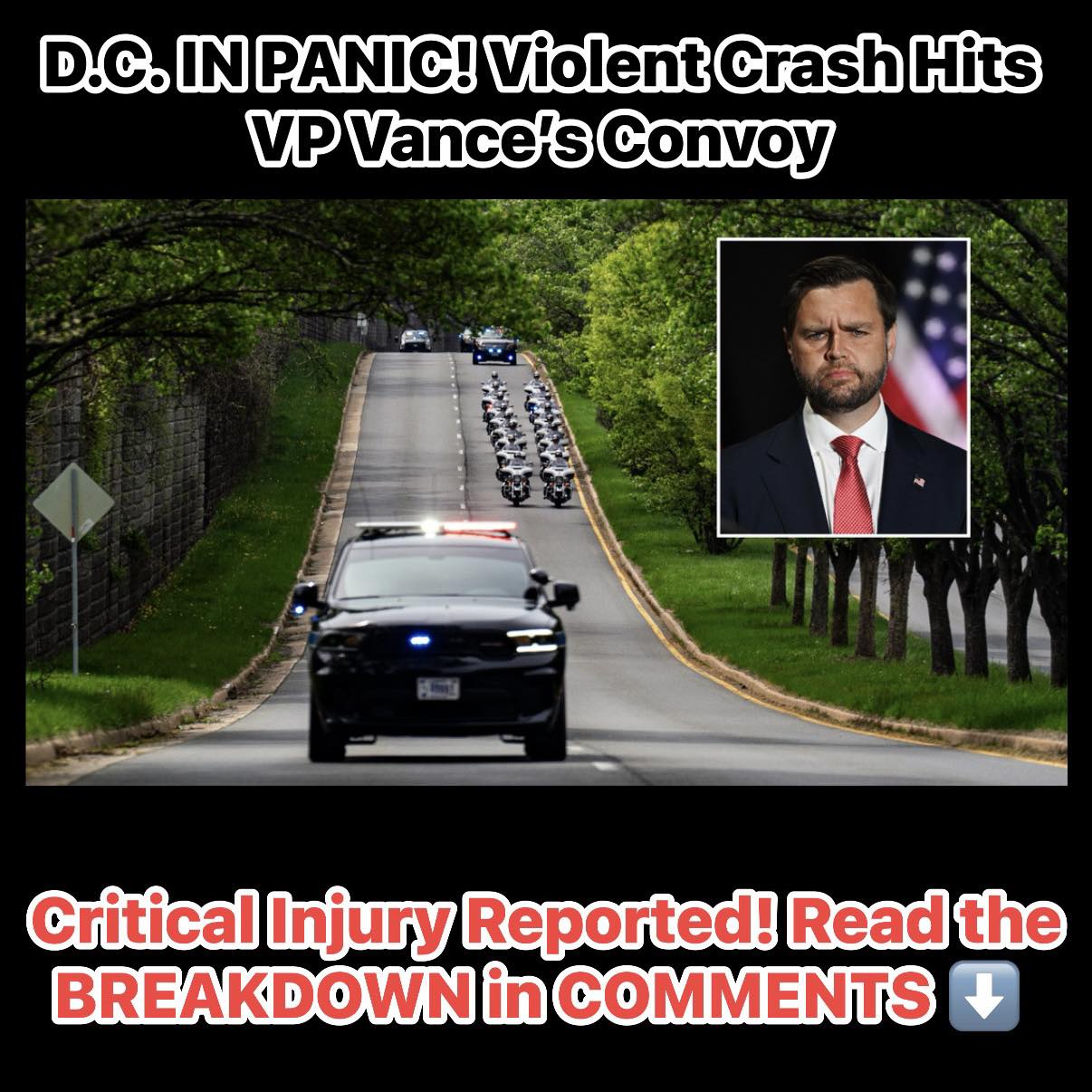Police Officer In Critical Condition After Crash Hits VP Vance’s Motorcade