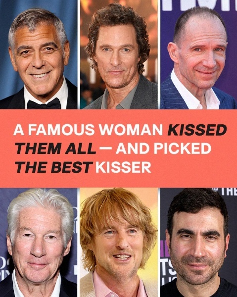 Which leading man is the top kisser—George Clooney, Matthew McConaughey, Ralph Fiennes, Richard Gere, Owen Wilson, or Brett Goldstein? A well-known co-star shares their opinion