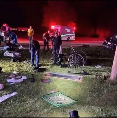Late-Night Accident: Jeep Collides with Amish Buggy in Berne, Father Airlifted and Children Injured