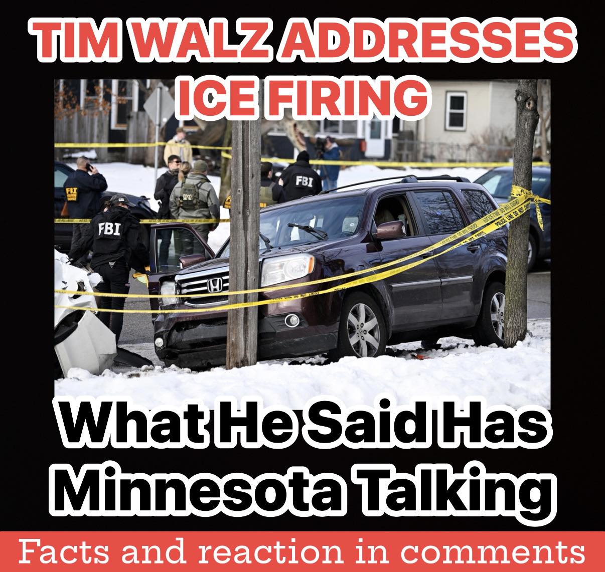 Tim Walz Visits Scene Where Woman Rammed ICE Officer In Minneapolis