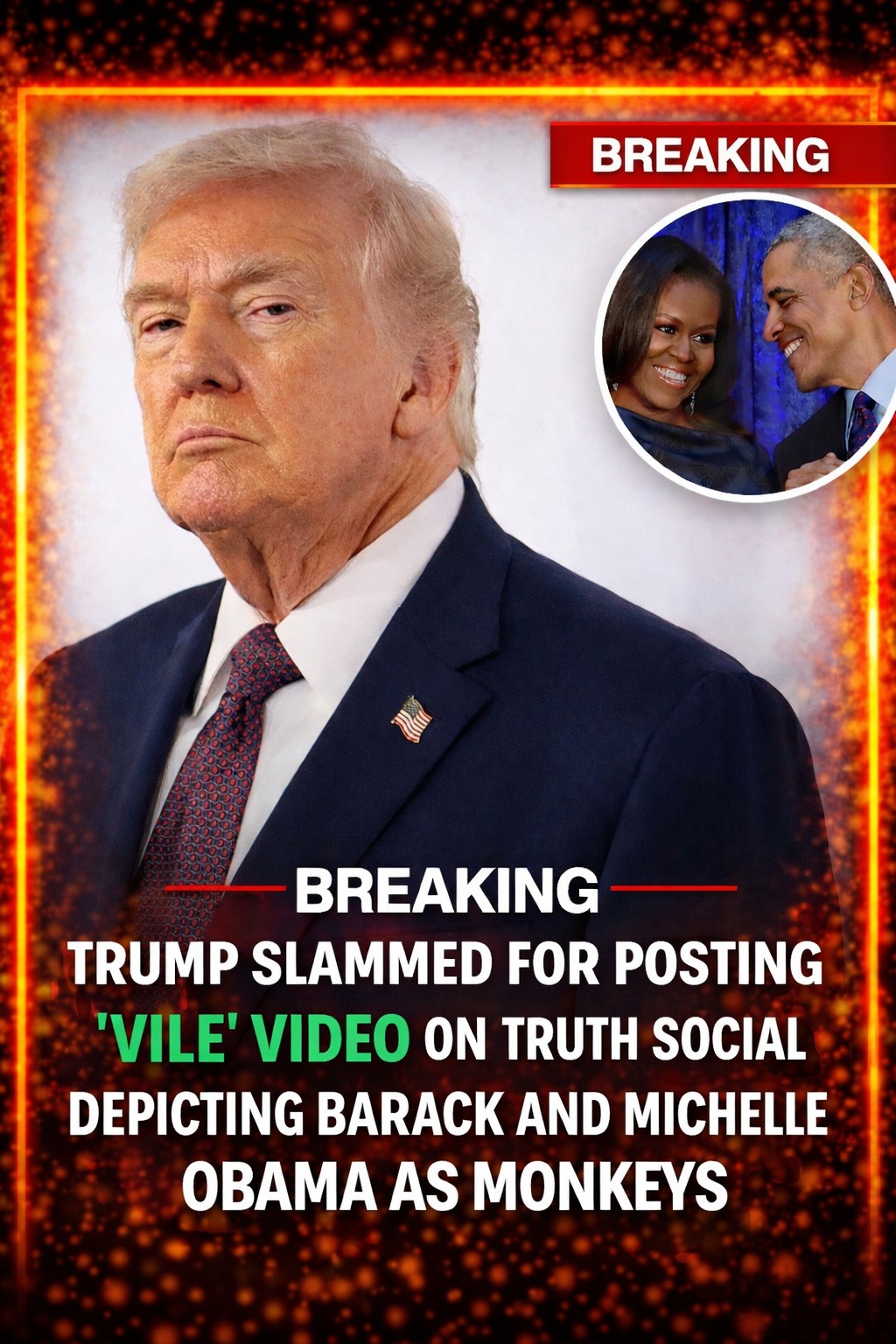 Trump slammed for posting ‘vile’ video on Truth Social depicting Barack